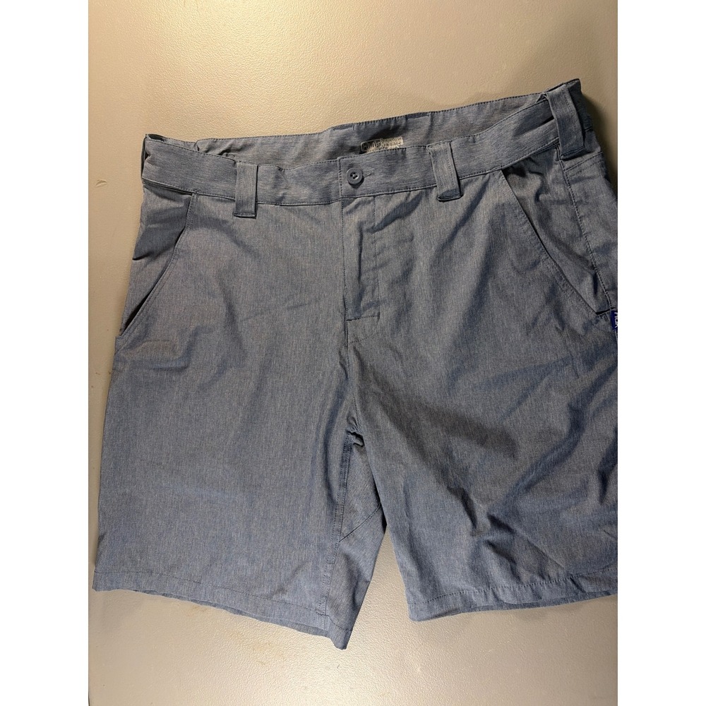 Huk Fishing Shorts Mens XL Blue Heather Performance Stretch Board Shorts 9 Insea